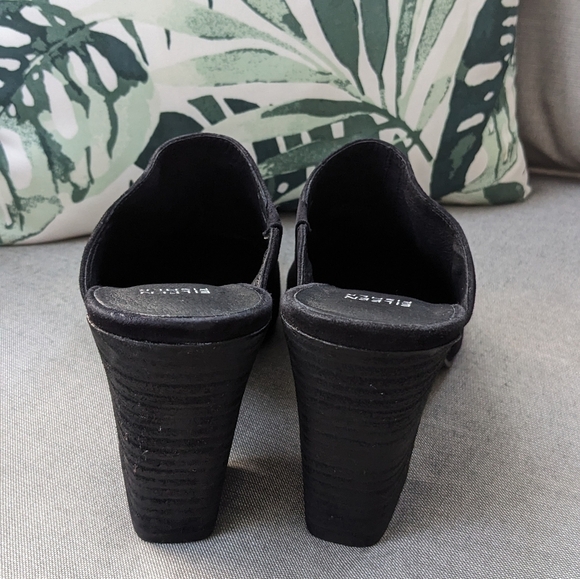 Eileen Fisher Prana suede almond toe wooden stacked block heel mule Size 10 - Picture 4 of 5
